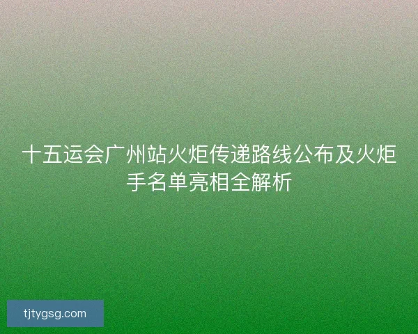 十五运会广州站火炬传递路线公布及火炬手名单亮相全解析