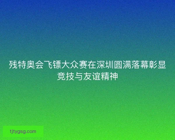 残特奥会飞镖大众赛在深圳圆满落幕彰显竞技与友谊精神 残特奥会飞镖大众赛在深圳圆满落幕彰显竞技与友谊精神