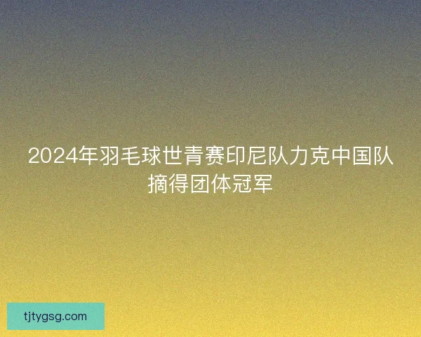 2024年羽毛球世青赛印尼队力克中国队摘得团体冠军 2024年羽毛球世青赛印尼队力克中国队摘得团体冠军