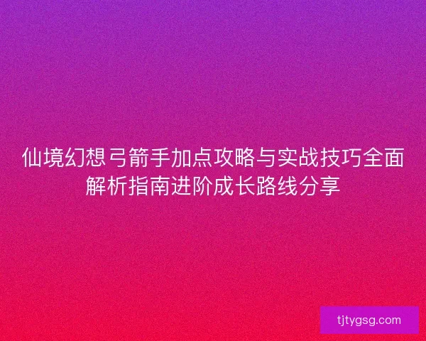 仙境幻想弓箭手加点攻略与实战技巧全面解析指南进阶成长路线分享