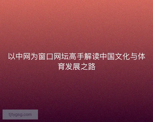 以中网为窗口网坛高手解读中国文化与体育发展之路