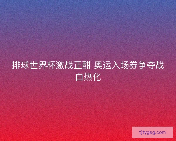 排球世界杯激战正酣 奥运入场券争夺战白热化