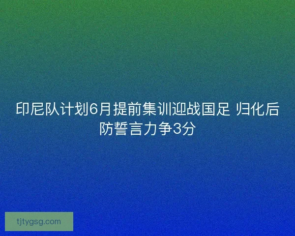 印尼队计划6月提前集训迎战国足 归化后防誓言力争3分 印尼队计划6月提前集训迎战国足 归化后防誓言力争3分